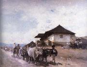 Nicolae Grigorescu Ox Cart at Oratii oil on canvas